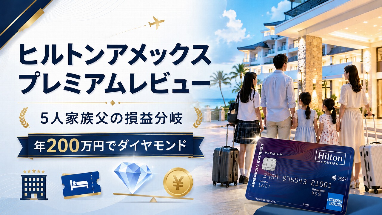【2026年5月】ヒルトンアメックスプレミアム レビュー｜5人家族父が年200万でダイヤモンド会員を取った損益分岐