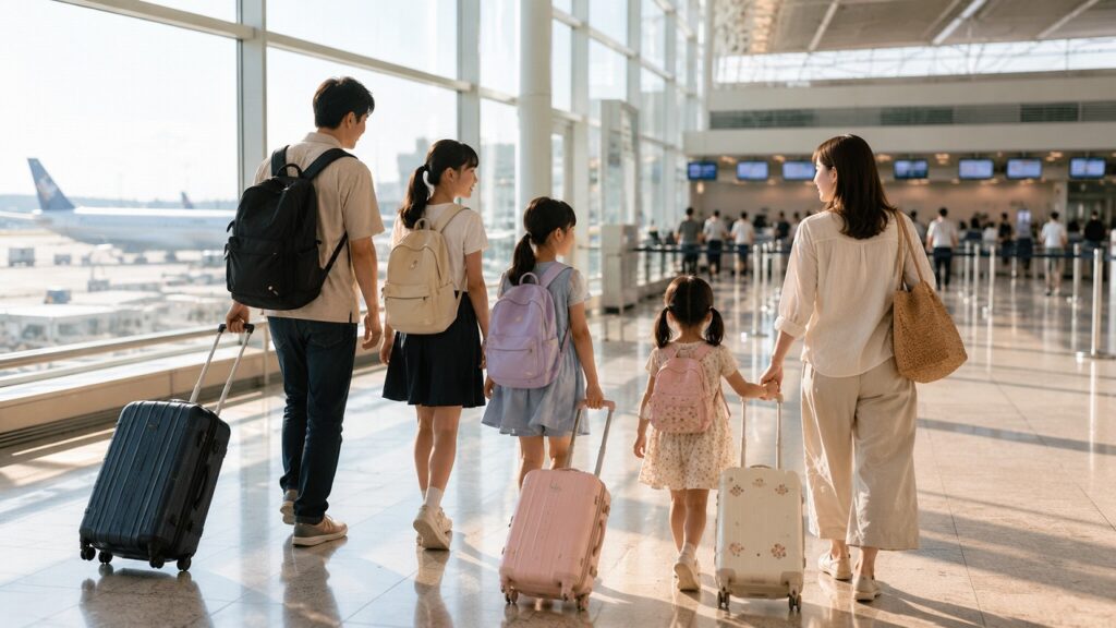 5人家族の空港シーン