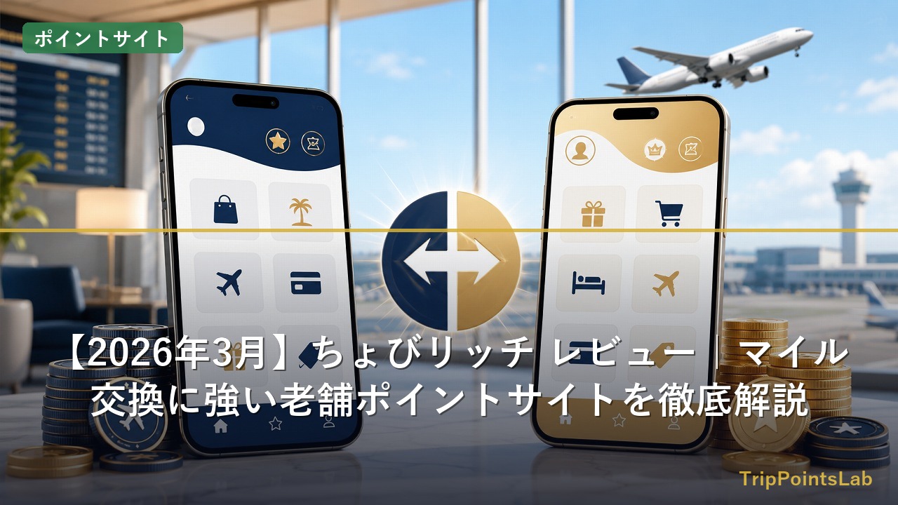 ちょびリッチでポイントを貯めてマイル交換するイメージ