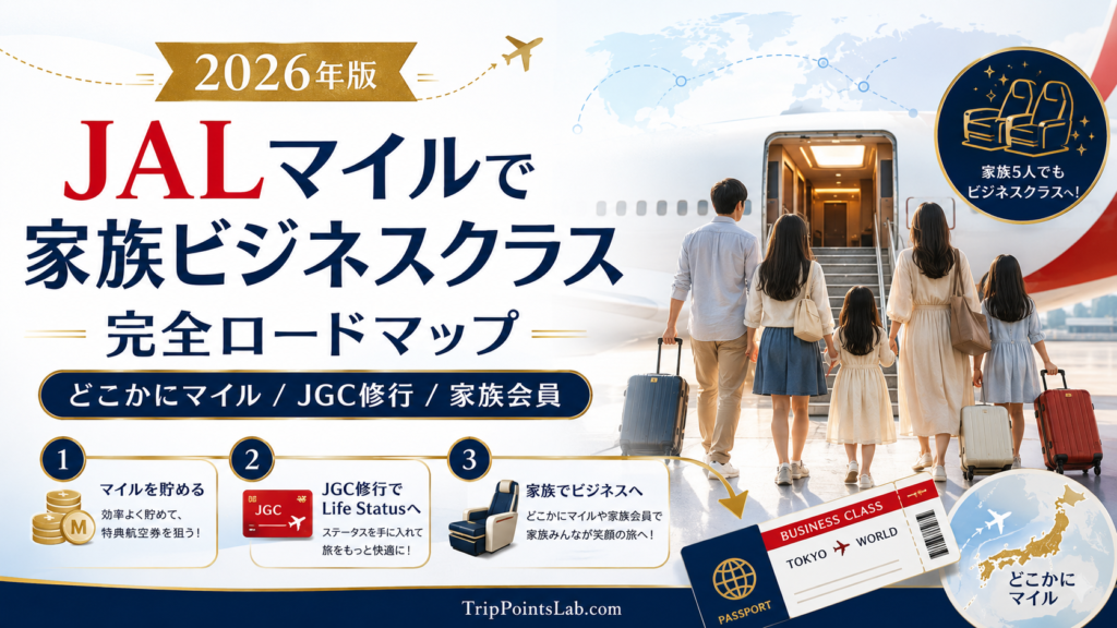 2026年版】JALマイルで家族でビジネスクラス完全ロードマップ|どこかにマイル・JGC修行・家族会員まで(4人家族想定+5人家族実例)
