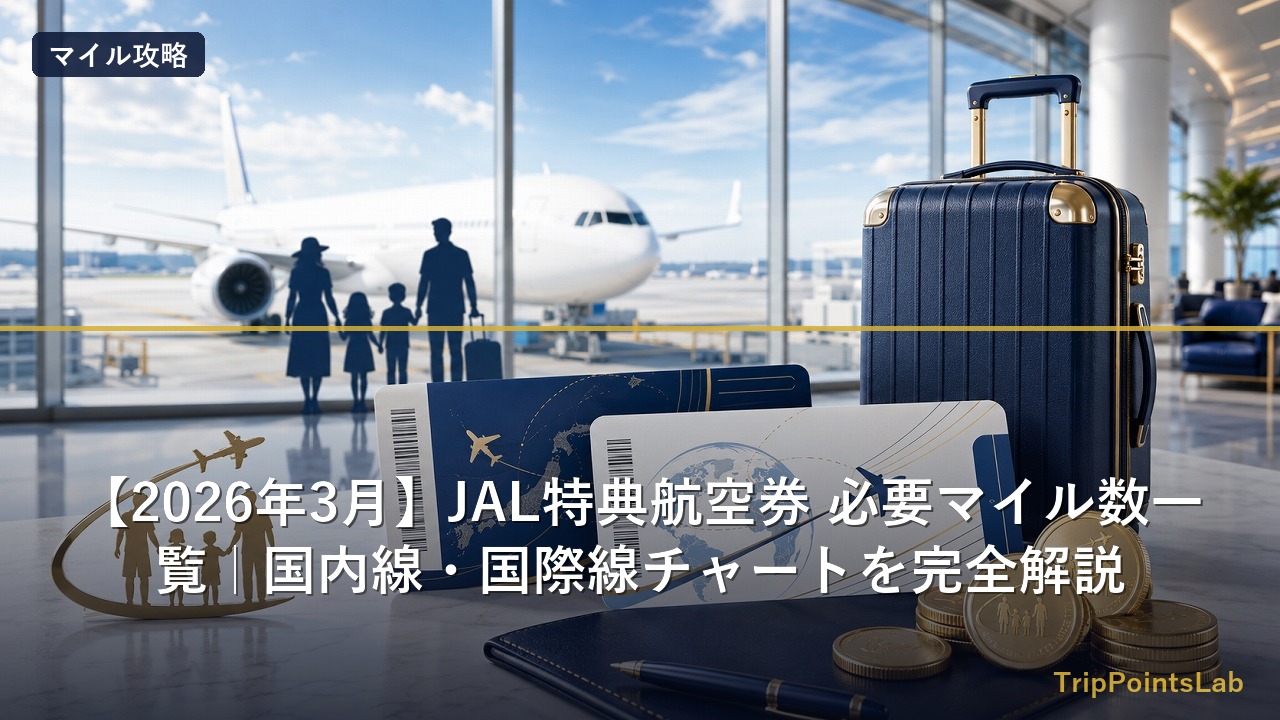 JAL特典航空券の必要マイル数と旅行を楽しむイメージ