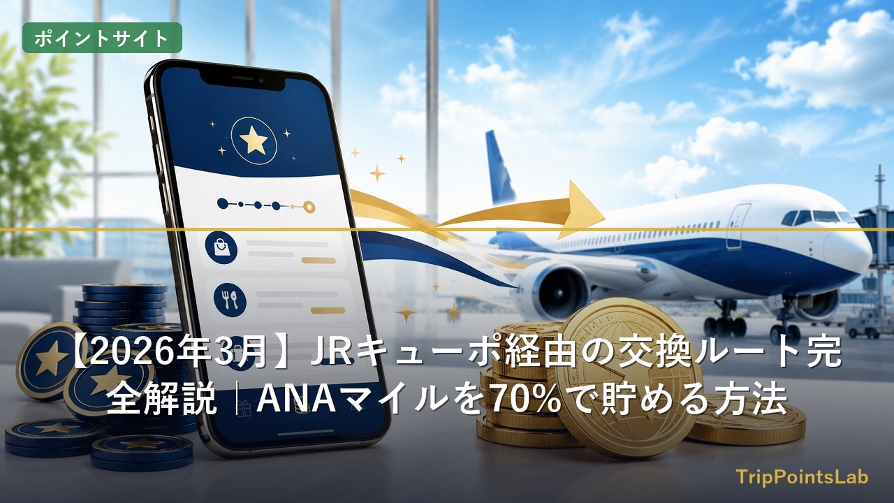 JRキューポ経由でANAマイルに70%レートで交換するイメージ