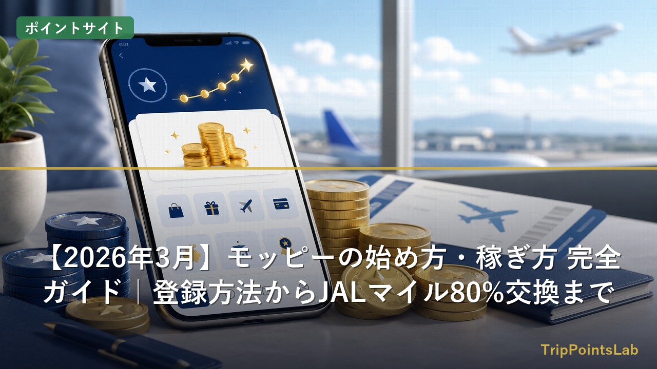モッピーでポイントを貯めてマイル交換するイメージ