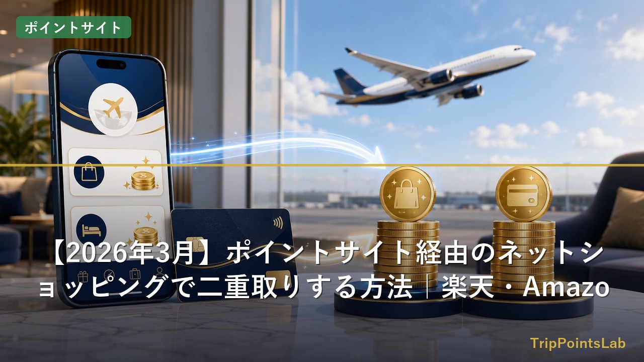 ポイントサイト経由のネットショッピングでポイントを二重取りするイメージ