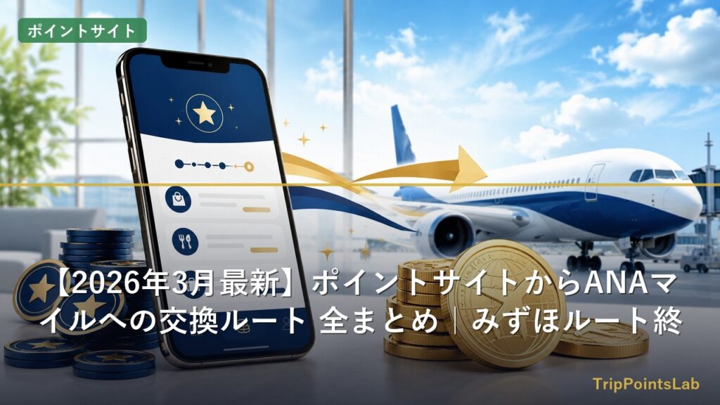 ポイントサイトからANAマイルへの交換ルートのイメージ
