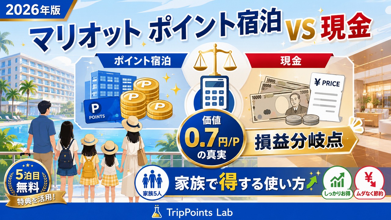 【2026年版】マリオット ポイント宿泊 vs 現金 損益分岐点｜価値0.7円/Pの真実と家族で得する使い方