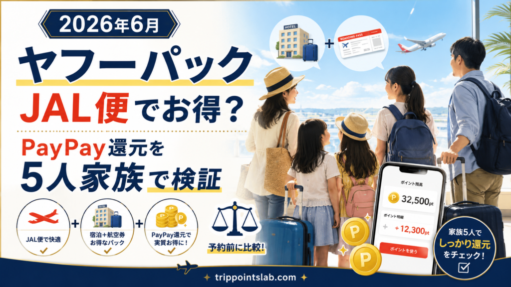 【2026年6月】Yahoo!トラベル「ヤフーパック」はJAL便でお得?PayPayポイント還元の真価を5人家族で検証