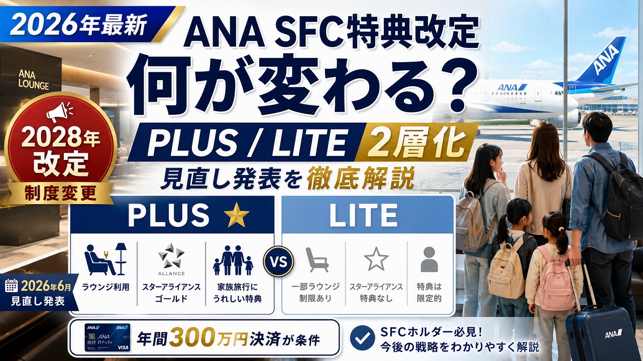 【2026年最新】ANA SFC特典改定で何が変わる？PLUS/LITE 2層化と見直し発表を徹底解説