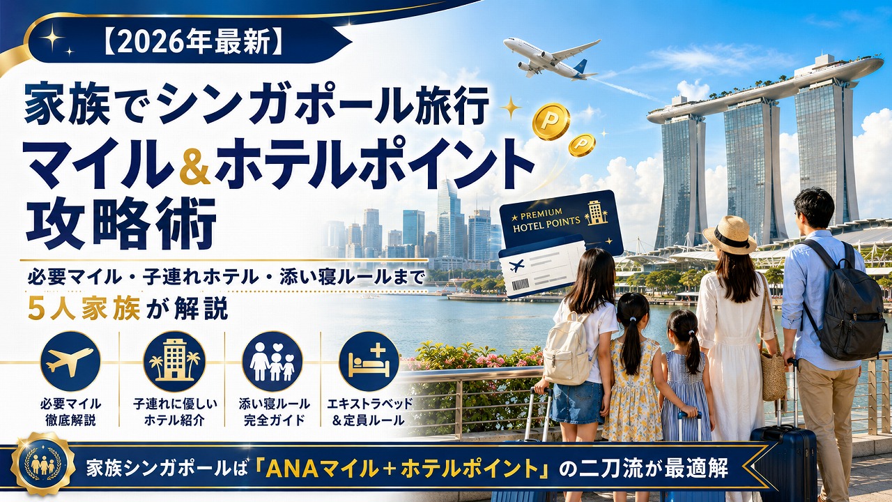 【2026年最新】家族でシンガポール旅行 マイル＆ホテルポイント攻略術｜必要マイル・子連れホテル・添い寝ルールまで5人家族が解説