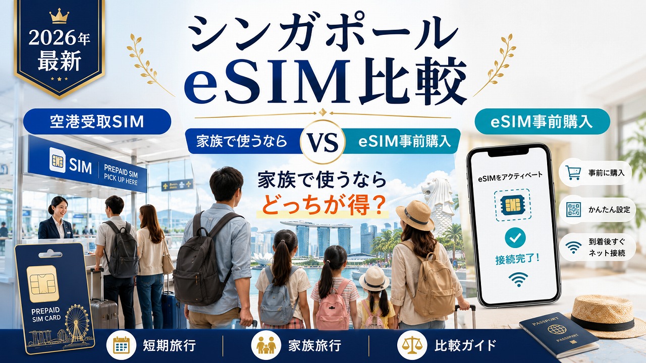 【2026年最新】シンガポールeSIMおすすめ比較｜空港受取SIMと事前購入どっちが得？家族で使うなら