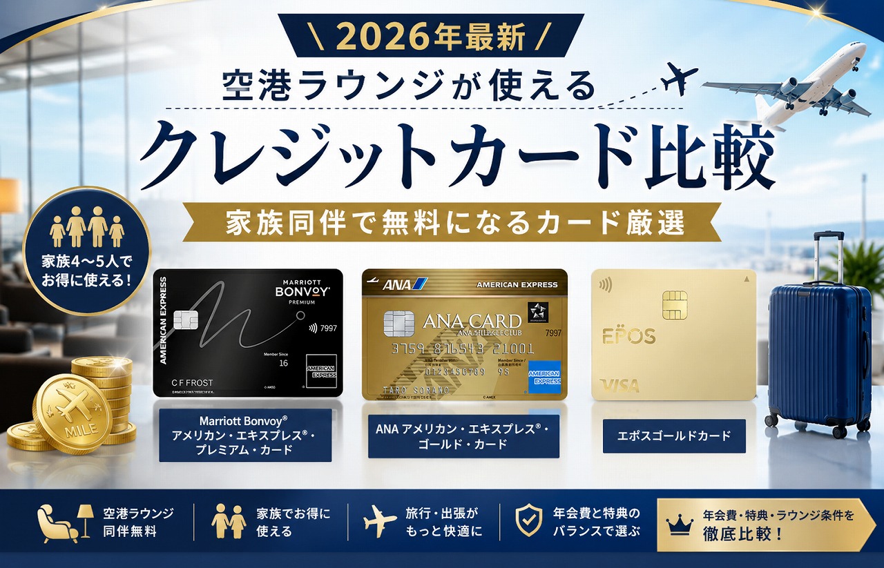 【2026年最新】空港ラウンジが使えるクレジットカード比較｜家族同伴で無料になるカード厳選