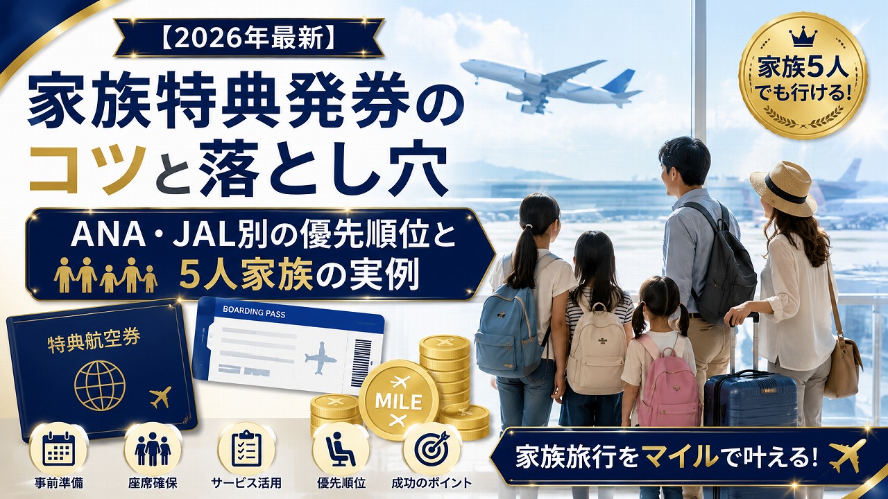 【2026年最新】家族特典発券のコツと落とし穴｜ANA・JAL別の優先順位と5人家族の実例