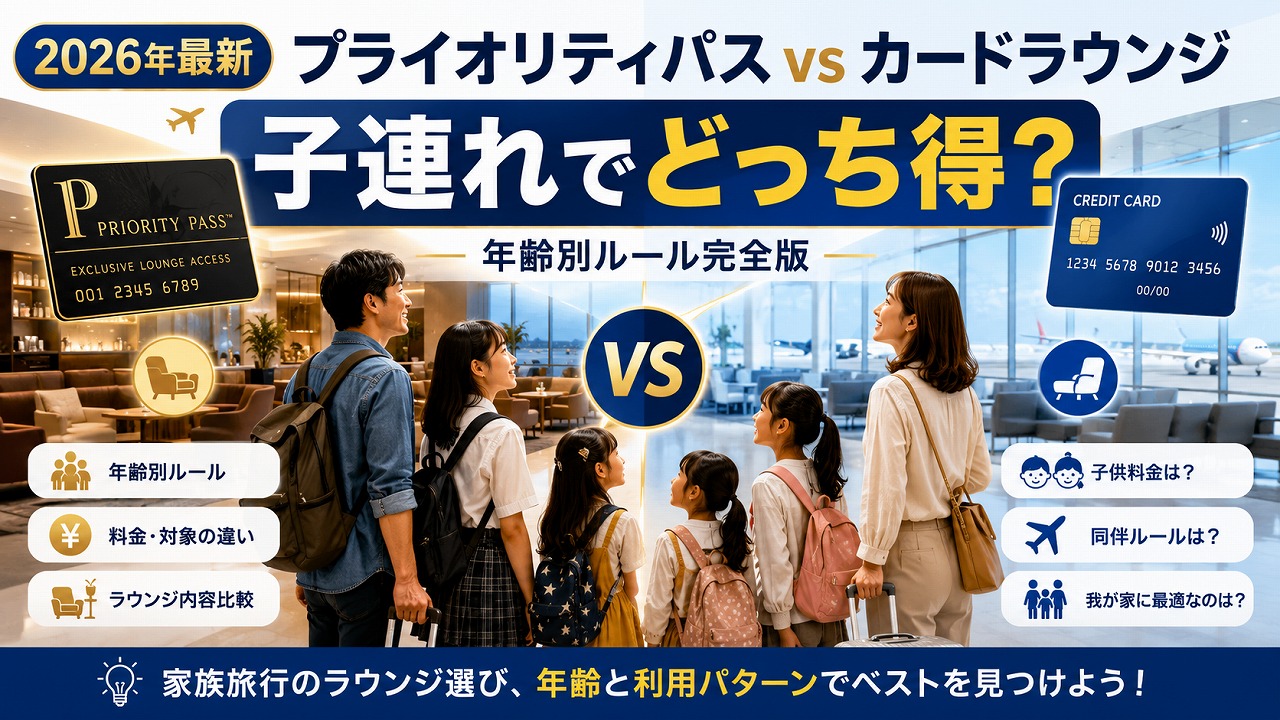 【2026年最新】プライオリティパス vs カードラウンジ 子連れでどっち得？｜年齢別ルール完全版