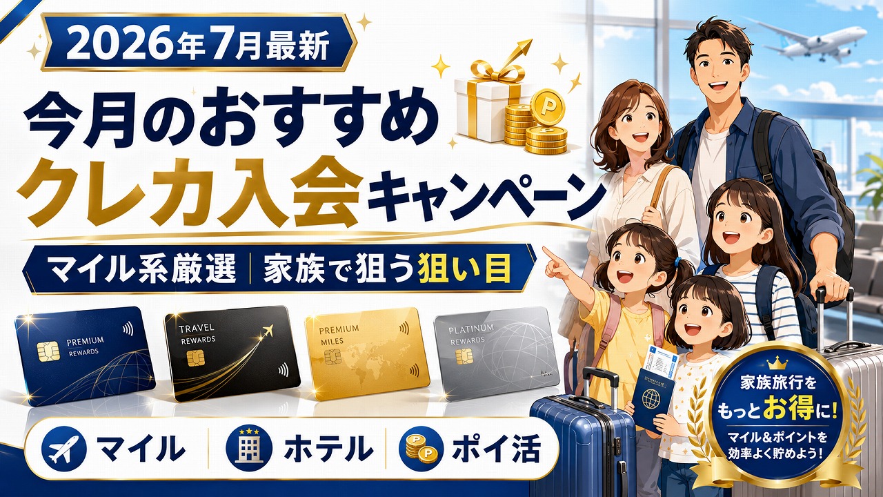 【2026年7月最新】今月のおすすめクレカ入会キャンペーン｜マイル系厳選｜家族で狙う狙い目