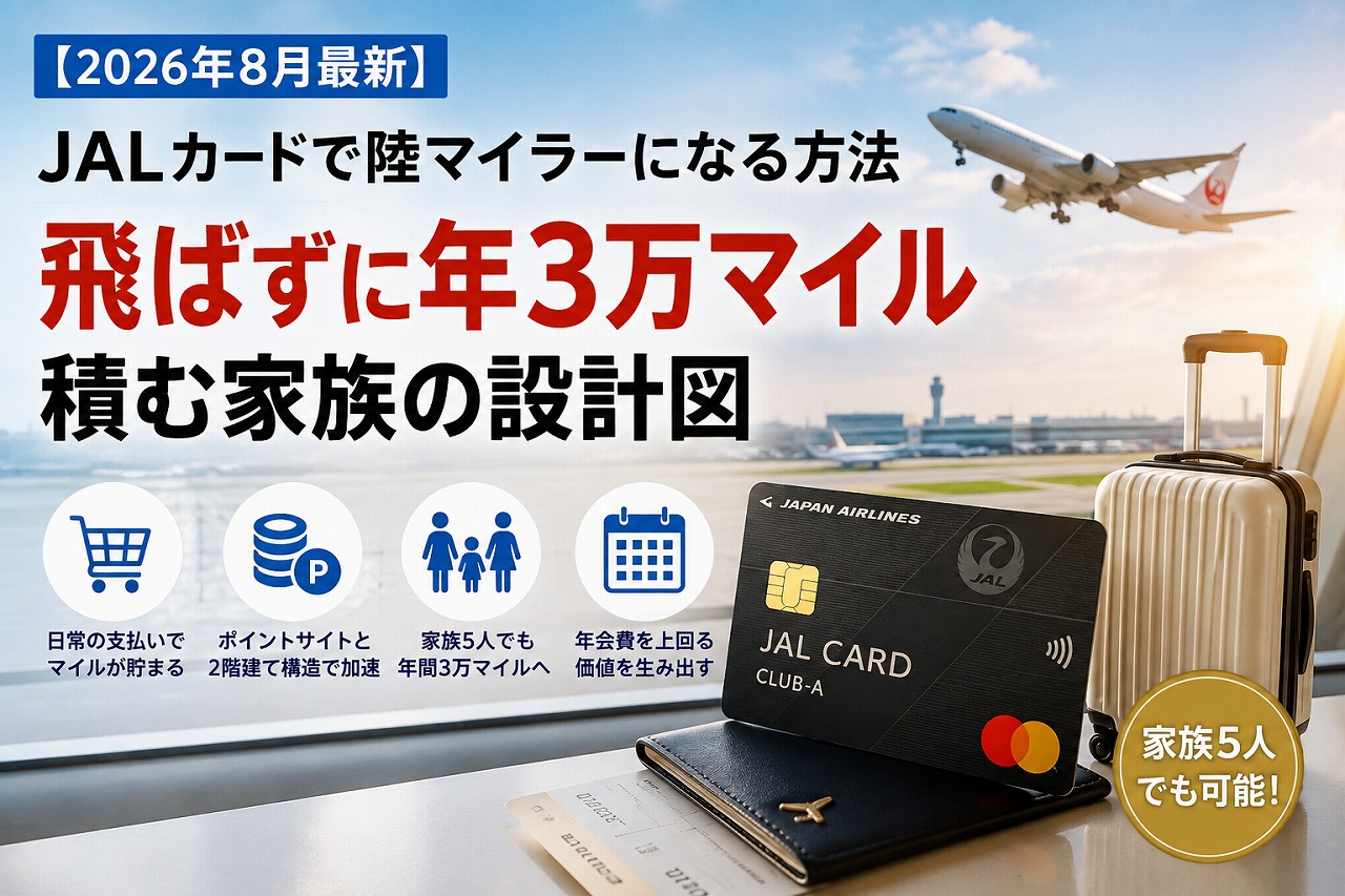 【2026年8月最新】JALカードで陸マイラーになる方法｜飛ばずに年3万マイル積む家族の設計図