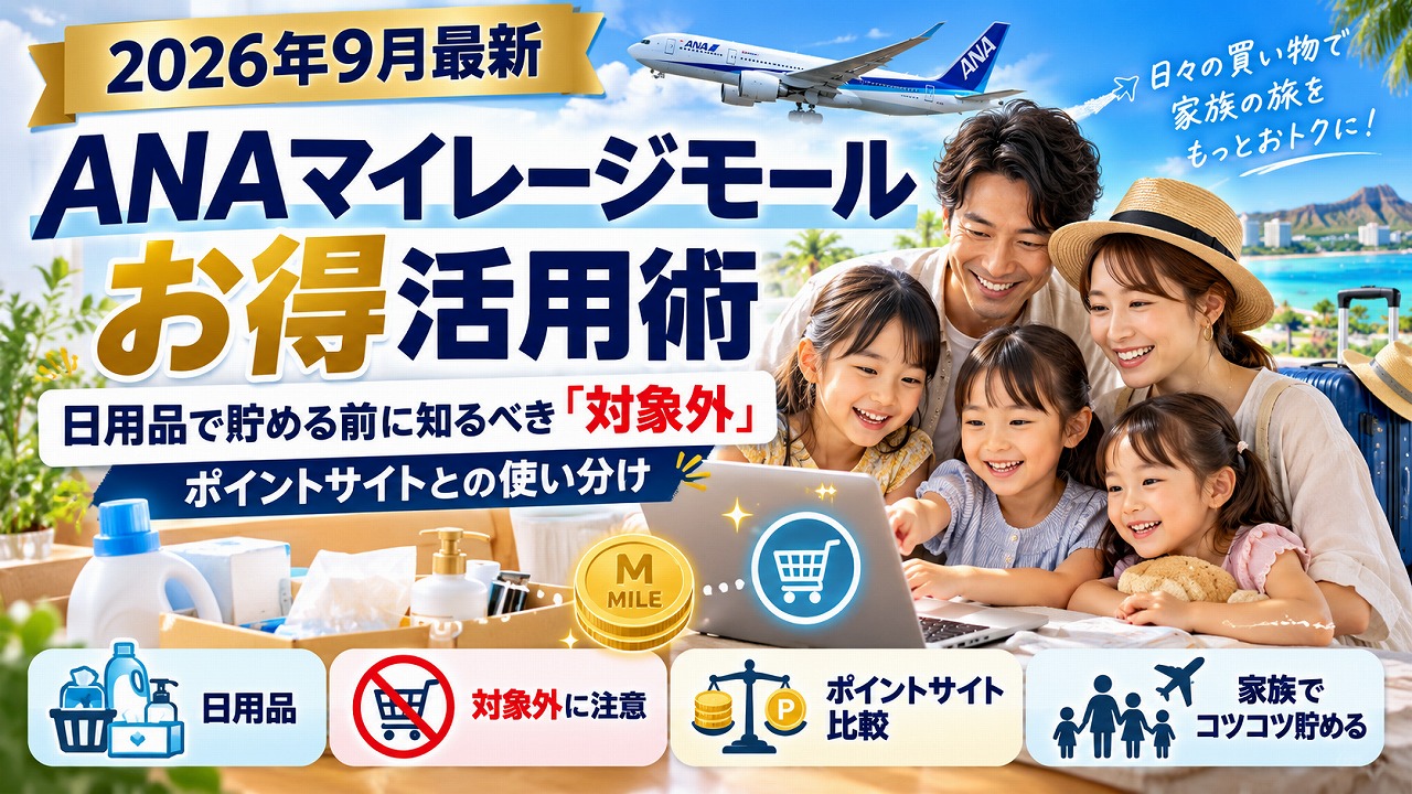 【2026年9月最新】ANAマイレージモールお得活用術｜家族の日用品で貯める前に知るべき「対象外」とポイントサイトとの使い分け
