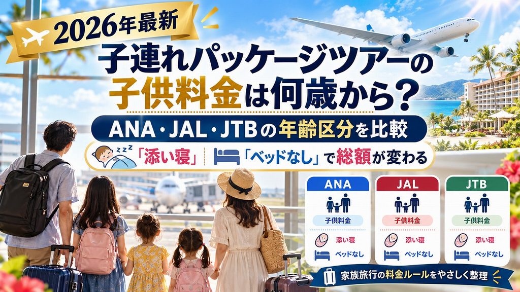 【2026年最新】子連れパッケージツアーの子供料金は何歳から？ANA・JAL・JTBの年齢区分と「添い寝」「ベッドなし」で総額が変わる仕組み