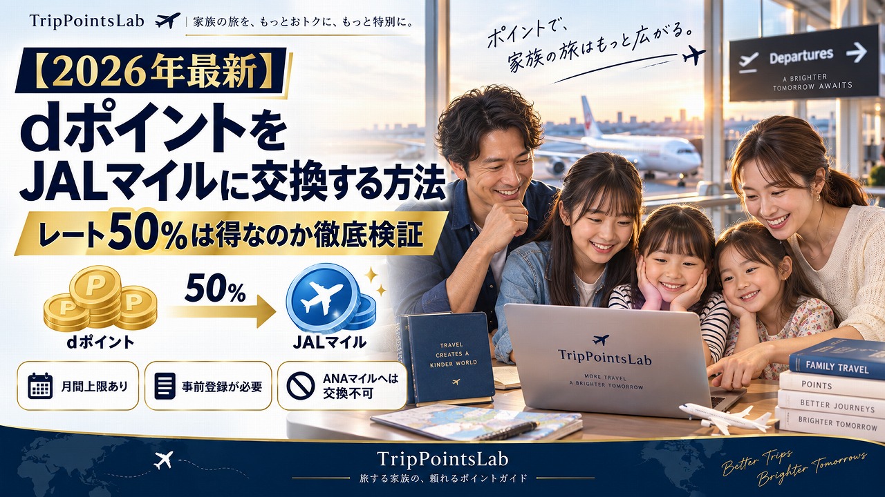 【2026年最新】dポイントをJALマイルに交換する方法｜レート50%は得なのか徹底検証