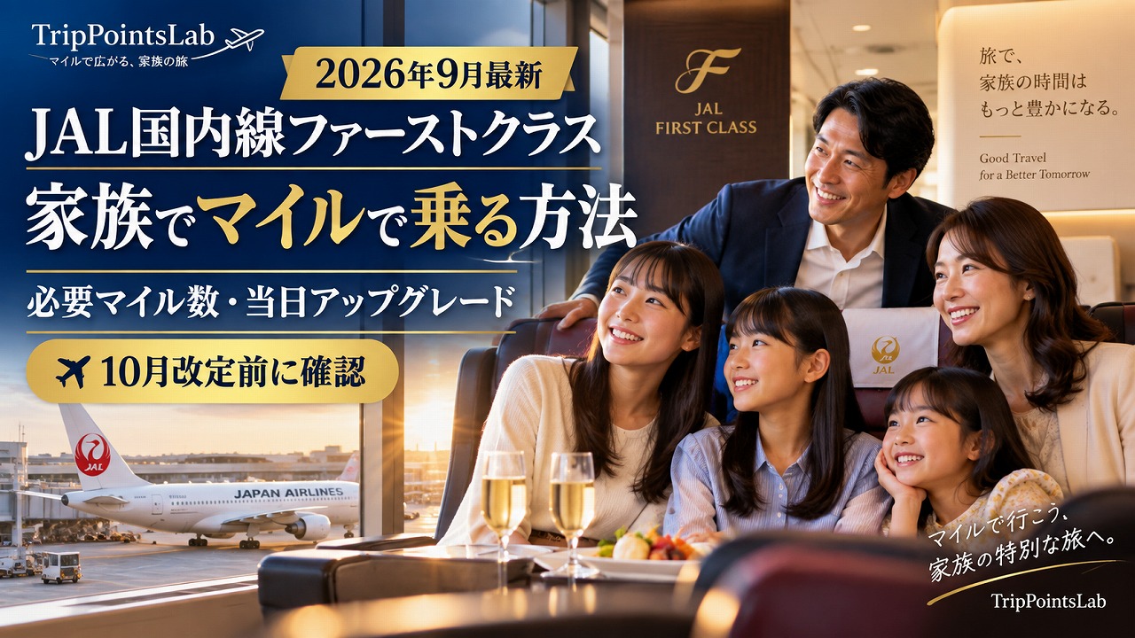 【2026年9月最新】JAL国内線ファーストクラスに家族でマイルで乗る方法｜必要マイル数・当日アップグレードとの損得・10月改定まで