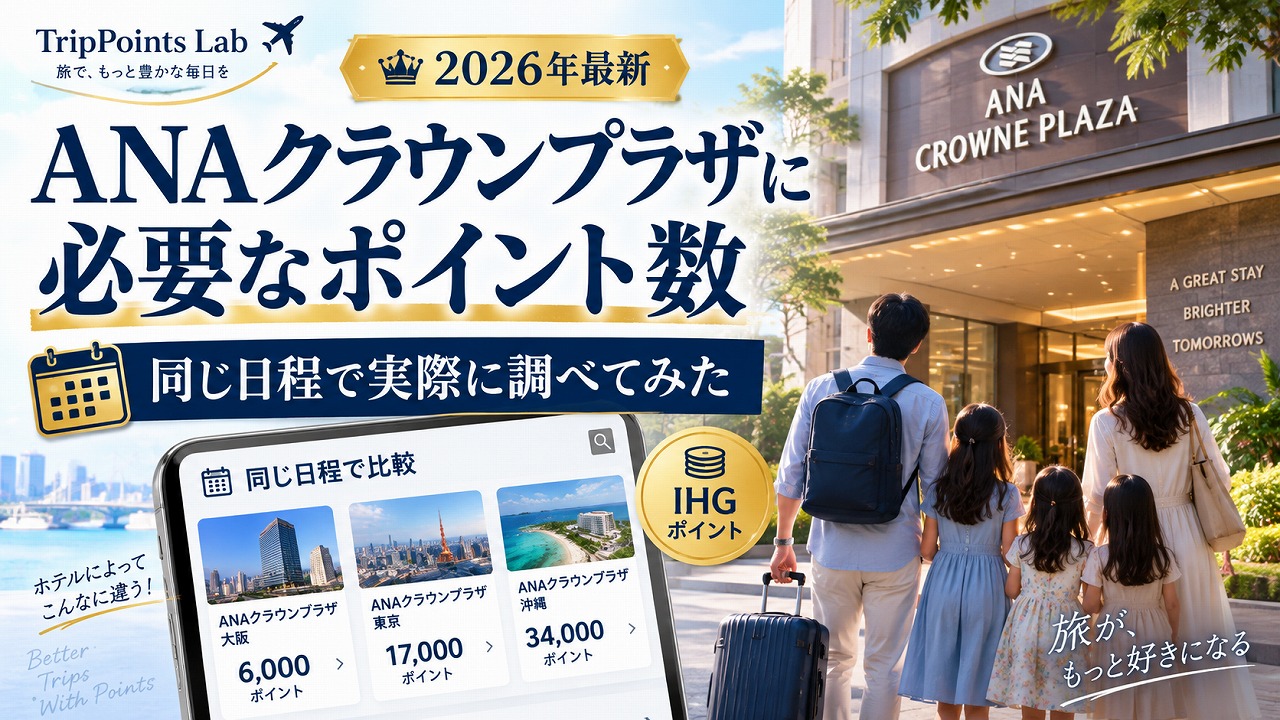 【2026年最新】ANAクラウンプラザに必要なポイント数を、同じ日程で実際に調べてみた