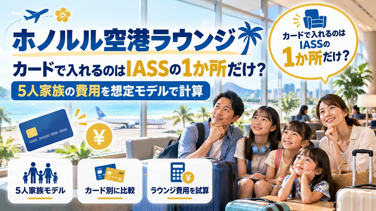 【2026年】ホノルル空港ラウンジ｜カードで入れるのはIASSの1か所だけ？5人家族の費用を想定モデルで計算