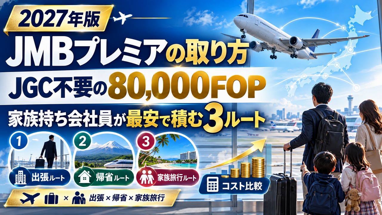 【2027年】JMBプレミアの取り方｜JGC不要の80,000FOPを家族持ち会社員が最安で積む3ルート