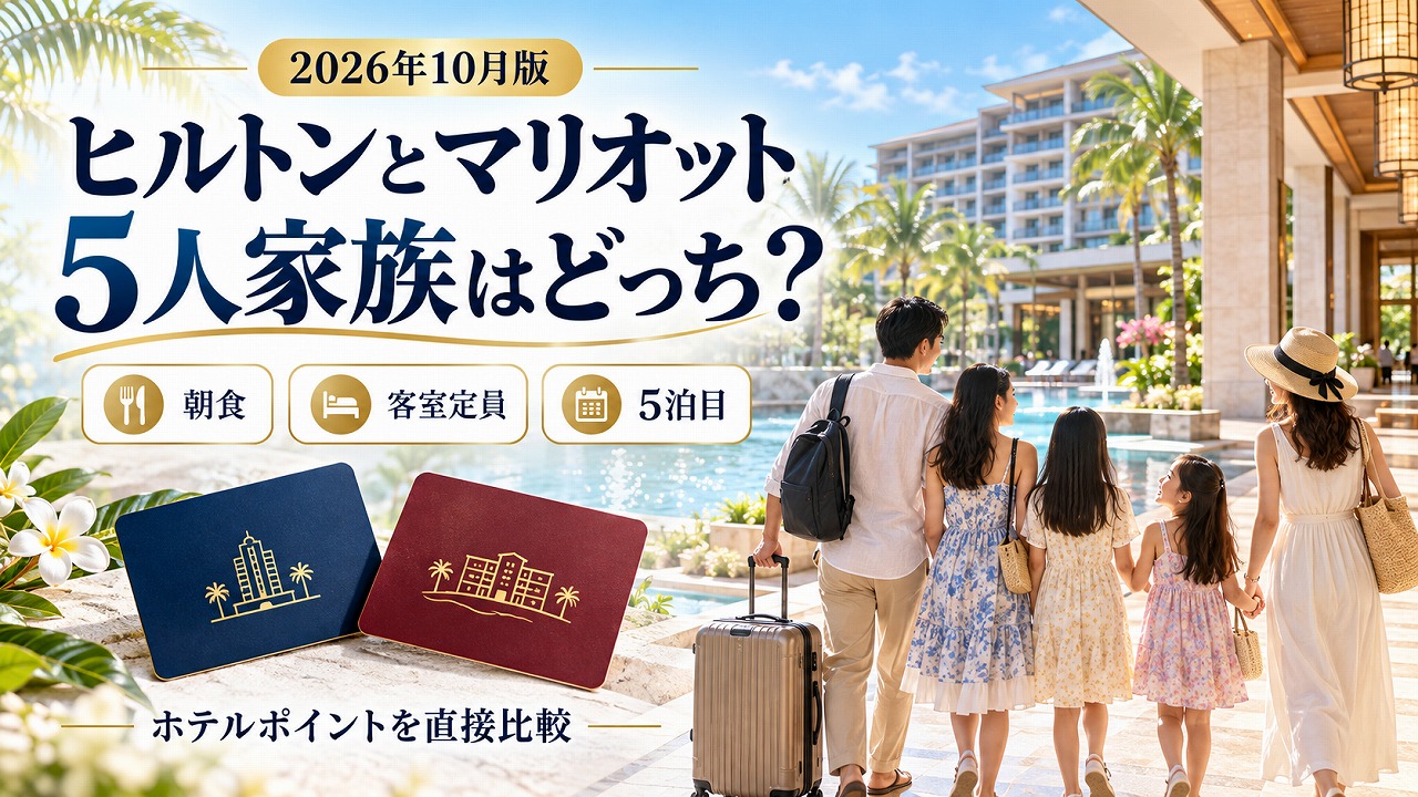 【2026年10月】ヒルトンとマリオット、5人家族はどっちのポイントを貯める？朝食・定員・5泊目で直接比較