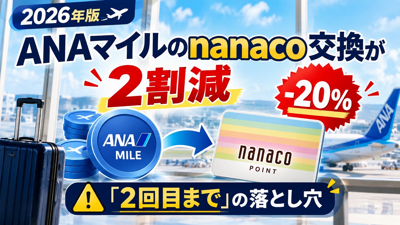 【2026年】ANAマイルのnanaco交換が2割減｜「2口目まで」の落とし穴