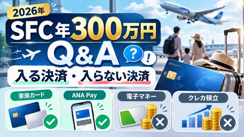 【2026年】SFC年300万円に「入る決済・入らない決済」Q&A|家族カード・ANA Pay・電子マネー・クレカ積立を公式FAQで確認