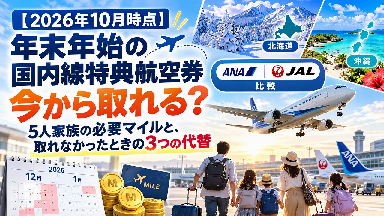 【2026年10月時点】年末年始の国内線特典航空券は今から取れる？5人家族の必要マイルと、取れなかったときの3つの代替