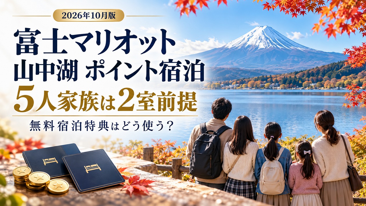 【2026年10月】富士マリオットホテル山中湖 ポイント宿泊｜5人家族は2室前提、無料宿泊特典はどう使う？