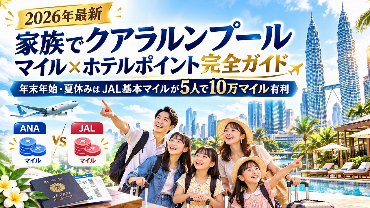 【2026年最新】家族でクアラルンプール｜マイル×ホテルポイント完全ガイド｜年末年始・夏休みはJAL基本マイルが5人で10万マイル有利