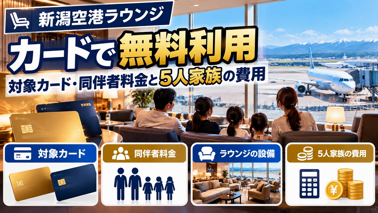 【2026年10月】新潟空港ラウンジをカードで無料利用｜対象カード・同伴者料金と5人家族の費用