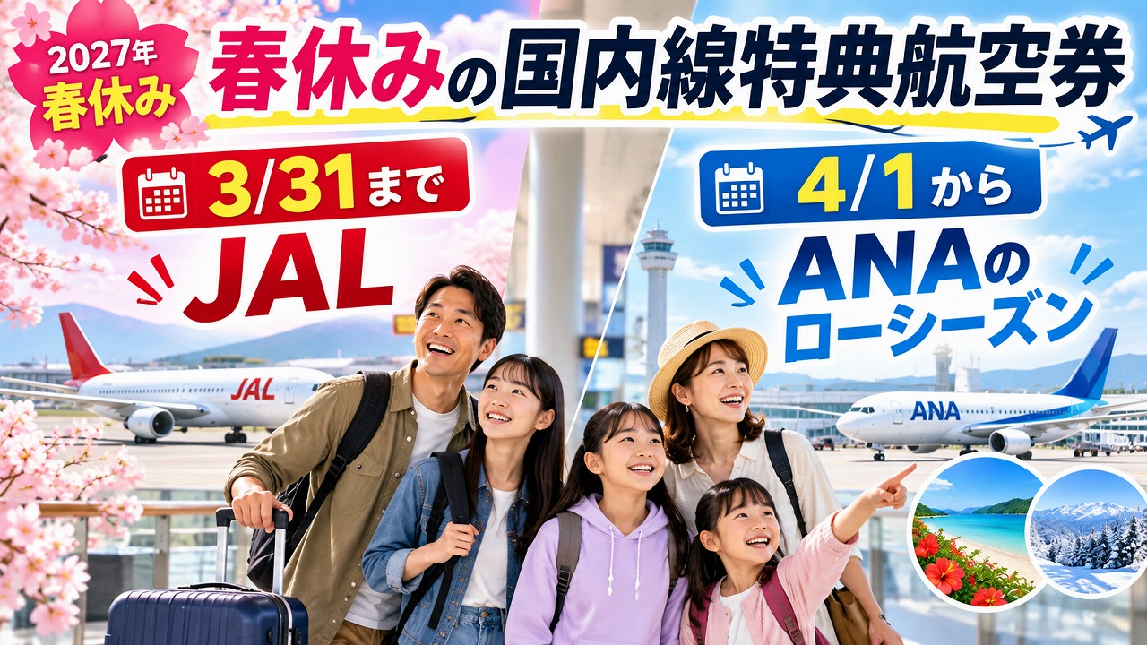 【2027年春休み】家族の国内線特典航空券はいつ・どっちで取る？3月末はJAL、4月1日からはANAのローシーズン